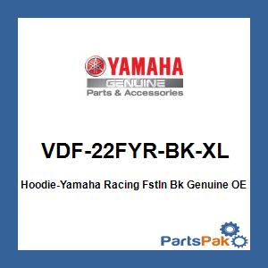 Yamaha VDF-22FYR-BK-XL Hoodie-Yamaha Racing Fstln Bk; VDF22FYRBKXL