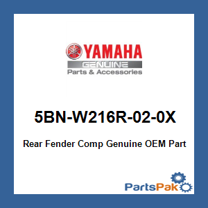 Yamaha 5BN-W216R-02-0X Rear Fender Comp; 5BNW216R020X