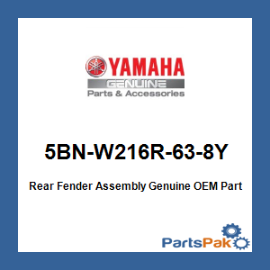Yamaha 5BN-W216R-63-8Y Rear Fender Assembly; 5BNW216R638Y