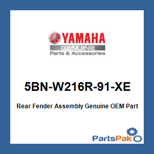 Yamaha 5BN-W216R-91-XE Rear Fender Assembly; 5BNW216R91XE