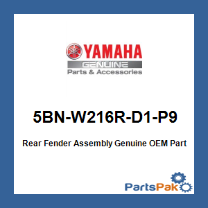 Yamaha 5BN-W216R-D1-P9 Rear Fender Assembly; 5BNW216RD1P9