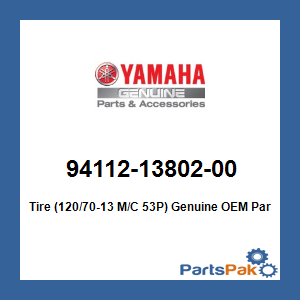 Yamaha 94112-13802-00 Tire (120/70-13 M/C 53P); 941121380200