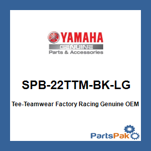 Yamaha SPB-22TTM-BK-LG Tee-Teamwear Factory Racing; SPB22TTMBKLG