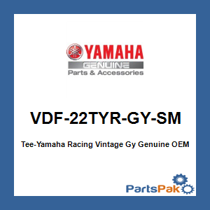 Yamaha VDF-22TYR-GY-SM Tee-Yamaha Racing Vintage Gy; VDF22TYRGYSM