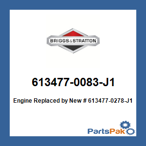 Briggs & Stratton 613477-0083-J1 Engine; New # 613477-0278-J1