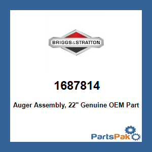 Briggs & Stratton 1687814 Kit-Auger Assembly; New # 709881