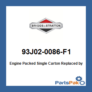 Briggs & Stratton 93J02-0086-F1 Engine Packed Single Carton; New # 93J02-0001-F1
