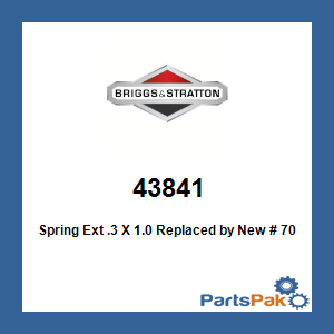 Briggs & Stratton 43841 Spring Ext .3 X 1.0; New # 7043841YP