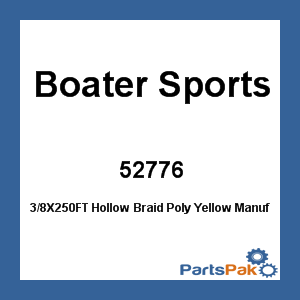 Boater Sports 52776; 3/8X250FT Hollow Braid Poly Yellow