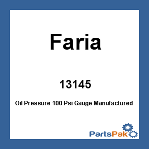 Faria 13145; Oil Pressure 100 Psi Gauge