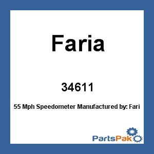 Faria 34611; 55 Mph Speedometer (Black)
