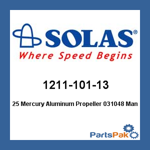 Solas 1211-101-13; 25 Mercury Aluminum Propeller 031048