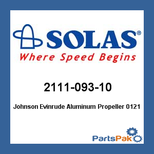 Solas 2111-093-10; Fits Johnson Evinrude Aluminum Propeller 012111