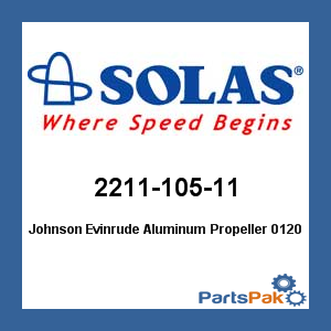 Solas 2211-105-11; Fits Johnson Evinrude Aluminum Propeller 012055