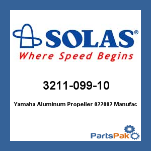 Solas 3211-099-10; Yamaha Aluminum Propeller 022002