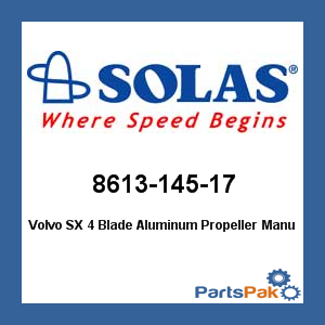Solas 8613-145-17; Volvo SX 4 Blade Aluminum Propeller