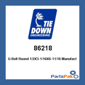 Tie Down Engineering 86218; U-Bolt Round 1/2X3-1/16X6-11/16