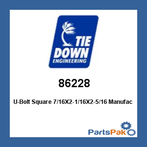 Tie Down Engineering 86228; U-Bolt Square 7/16X2-1/16X2-5/16