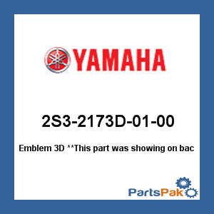 Yamaha 2S3-2173D-01-00 Emblem 3D; 2S32173D0100
