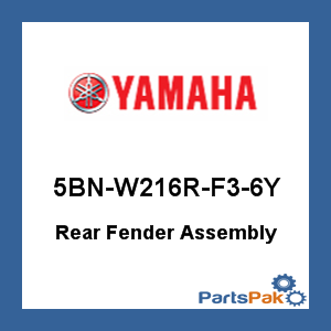 Yamaha 5BN-W216R-F3-6Y Rear Fender Assembly; 5BNW216RF36Y