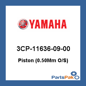 Yamaha 3CP-11636-09-00 Piston (0.50-mm Oversized); 3CP116360900