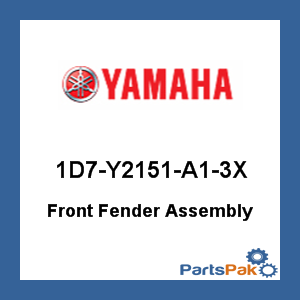 Yamaha 1D7-Y2151-A1-3X Front Fender Assembly; 1D7Y2151A13X