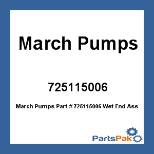 March Pumps 725115006; Wet End Assembly For Lc-3C Pump