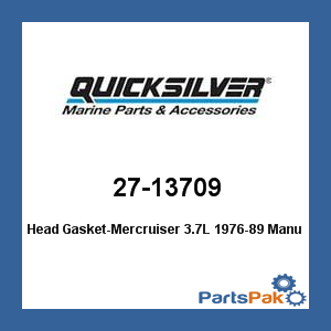 Quicksilver 27-13709; Head Gasket-Merc 3.7L 1976-89- Replaces Mercury / Mercruiser