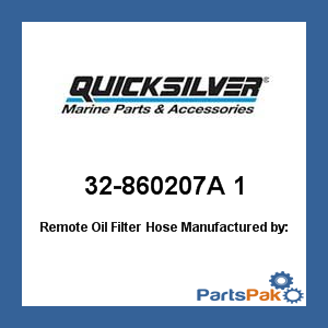 Quicksilver 32-860207A 1; Remote Oil Filter Hose- Replaces Mercury / Mercruiser