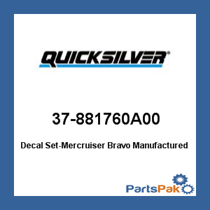 Quicksilver 37-881760A00; Decal Set, Merc Bravo Replaces Mercury / Mercruiser