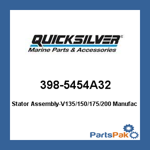 Quicksilver 398-5454A32; Stator Assembly-V135/150/175/200- Replaces Mercury / Mercruiser