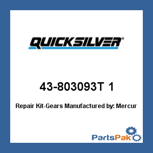 Quicksilver 43-803093T 1; Repair Kit-Gears- Replaces Mercury / Mercruiser