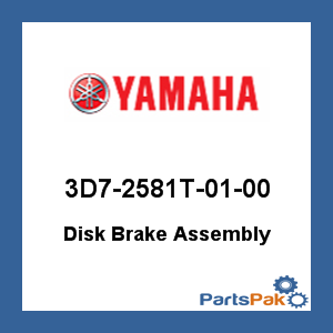 Yamaha 3D7-2581T-01-00 Disk Brake Assembly; New # 3D7-2581T-02-00