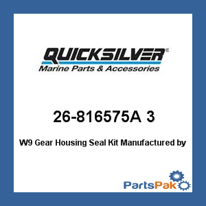 Quicksilver 26-816575A 3; W9 Gear Housing Seal Kit- Replaces Mercury / Mercruiser