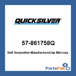 Quicksilver 57-861758Q; Belt-Serpentine- Replaces Mercury / Mercruiser
