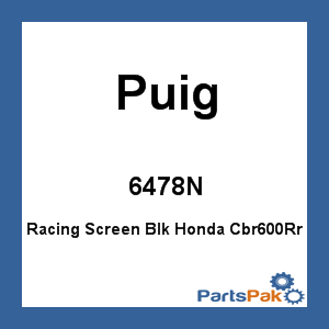 Puig 6478N; Racing Screen Blk Fits Honda Cbr600Rr