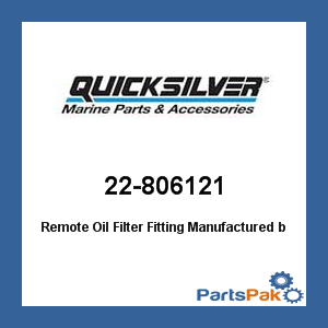 Quicksilver 22-806121; Remote Oil Filter Fitting- Replaces Mercury / Mercruiser