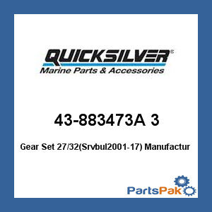 Quicksilver 43-883473A 3; Gear Set 27/32(Srvbul2001-17)- Replaces Mercury / Mercruiser
