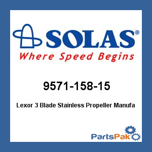 Solas 9571-158-15; Lexor 3 Blade Stainless Propeller