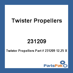 Twister Propellers 231209; 12.25 X 9 3-Blade Propeller Aluminum Merc