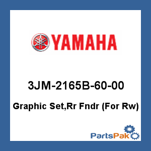 Yamaha 3JM-2165B-60-00 Graphic Set, Rear Fender (For Rw); 3JM2165B6000