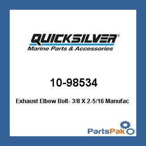 Quicksilver 10-98534; Exhaust Elbow Bolt- 3/8 X 2-5/16- Replaces Mercury / Mercruiser