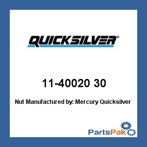 Quicksilver 11-40020 30; Nut- Replaces Mercury / Mercruiser