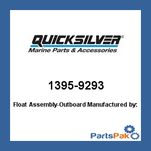 Quicksilver 1395-9293; Float Assembly-Outboard- Replaces Mercury / Mercruiser