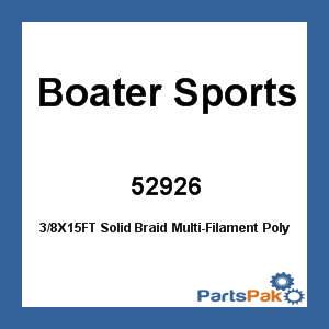 Boater Sports 52926; 3/8X15FT Solid Braid Multi-Filament Polypropylene Dl Bur