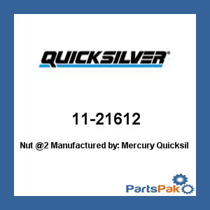 Quicksilver 11-21612; Nut @2- Replaces Mercury / Mercruiser
