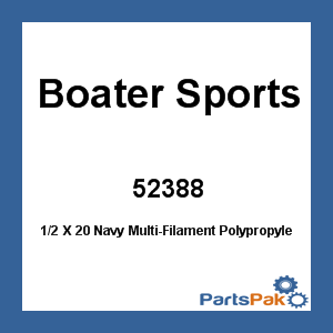 Boater Sports 52388; 1/2 X 20 Navy Multi-Filament Polypropylene - New