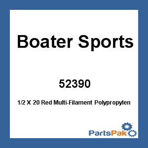 Boater Sports 52390; 1/2 X 20 Red Multi-Filament Polypropylene - New
