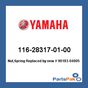 Yamaha 116-28317-01-00 Nut, Spring; New # 90183-04005-00