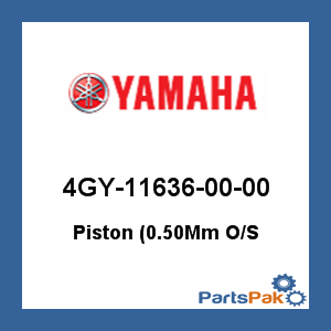 Yamaha 4GY-11636-00-00 Piston (0.50-mm Oversized; 4GY116360000